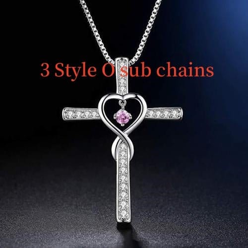 Infinity Love God We Trust Christian Cross Birthstone Crystal Pendant Necklace Colour Gems Zircon Heart | Silver Fox Sales