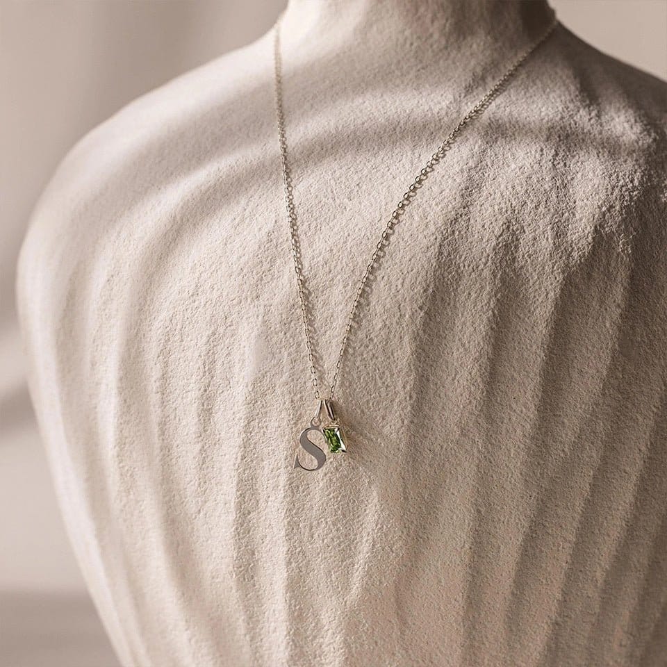 Letter Birthstone Luxury Necklace | Silver Fox Sales