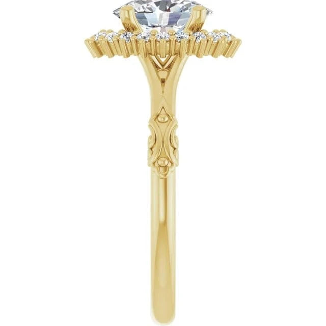 Vintage Halo Oval Engagement Ring 14K Yellow Gold | Silver Fox Sales