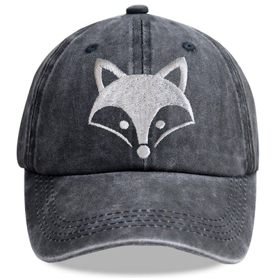 2pcs fox embroidered baseball cap featuring a vintage washed design with a charming fox face.
