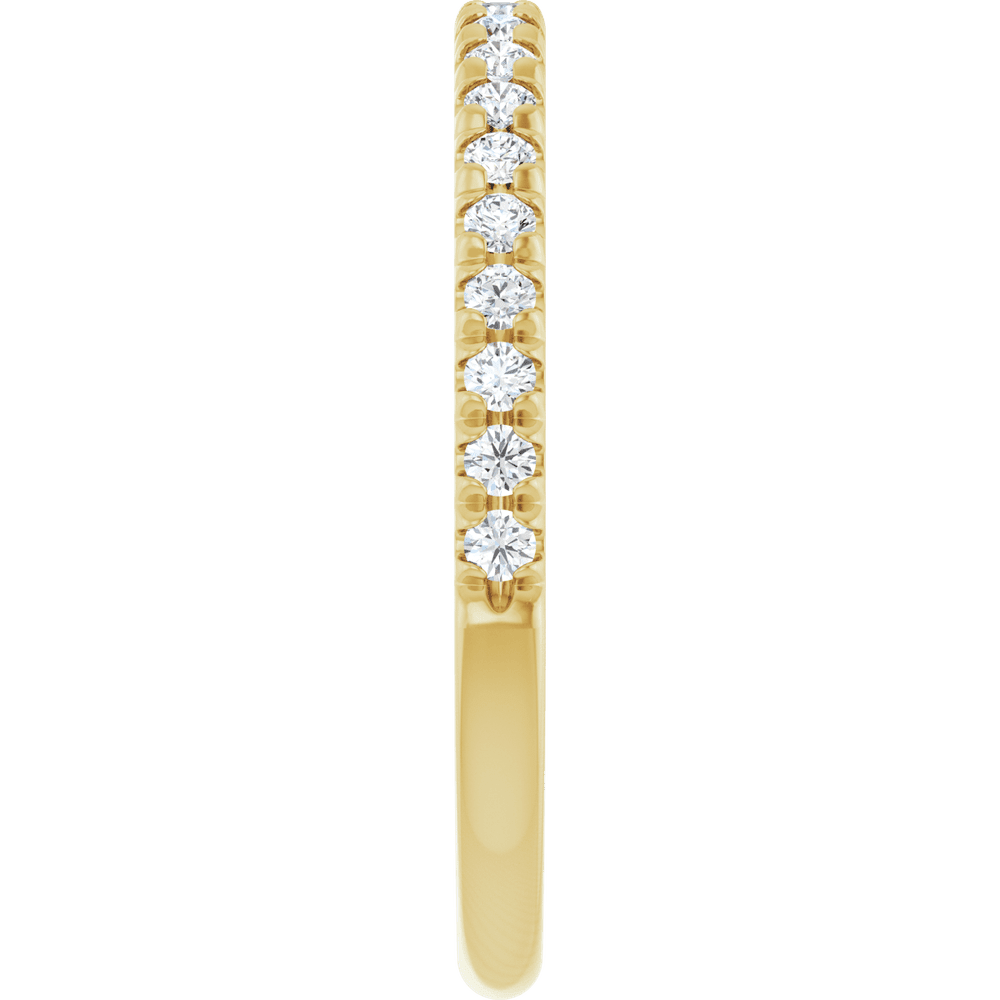 diamond anniversary band crafted in 14K yellow gold with round diamonds in a classic French-set design.