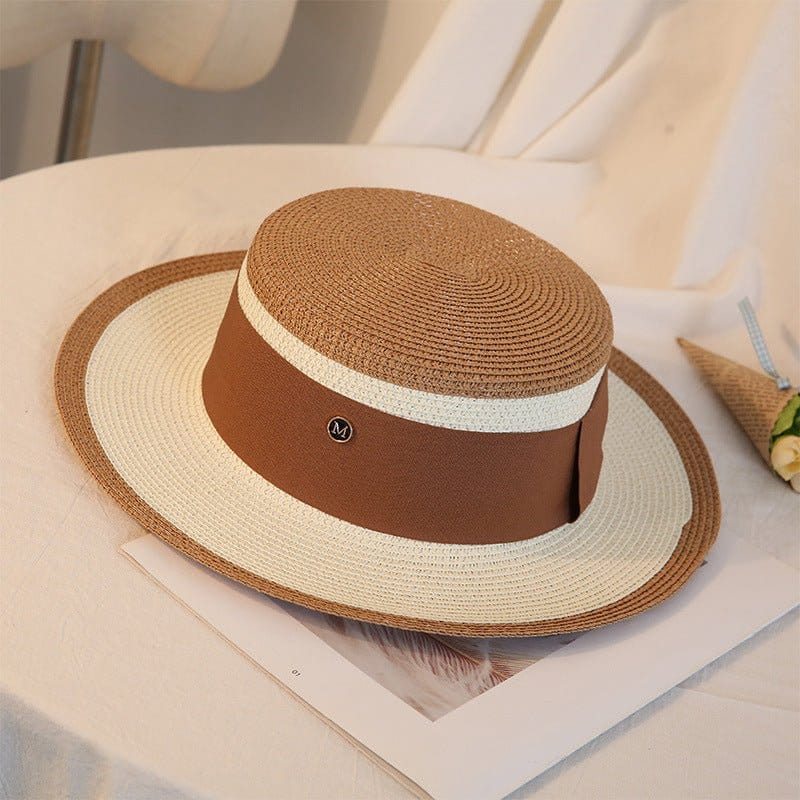 Women's Retro Flat Top Straw Beach Hat | Silver Fox Sales