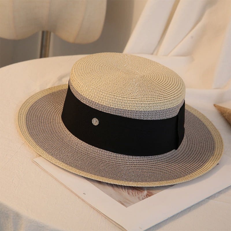 Women's Retro Flat Top Straw Beach Hat | Silver Fox Sales