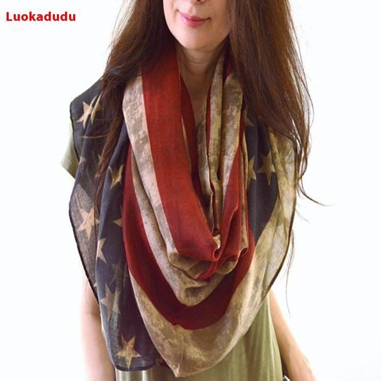 American Flag Printed Scarf Sunscreen Shawl | Silver Fox Sales