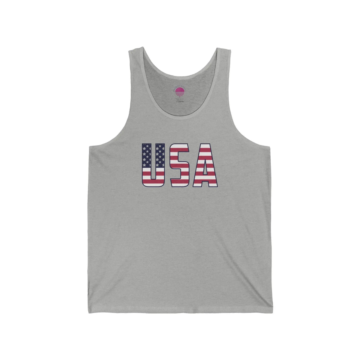 USA flag tank top in Athletic Heather, unisex patriotic sleeveless shirt