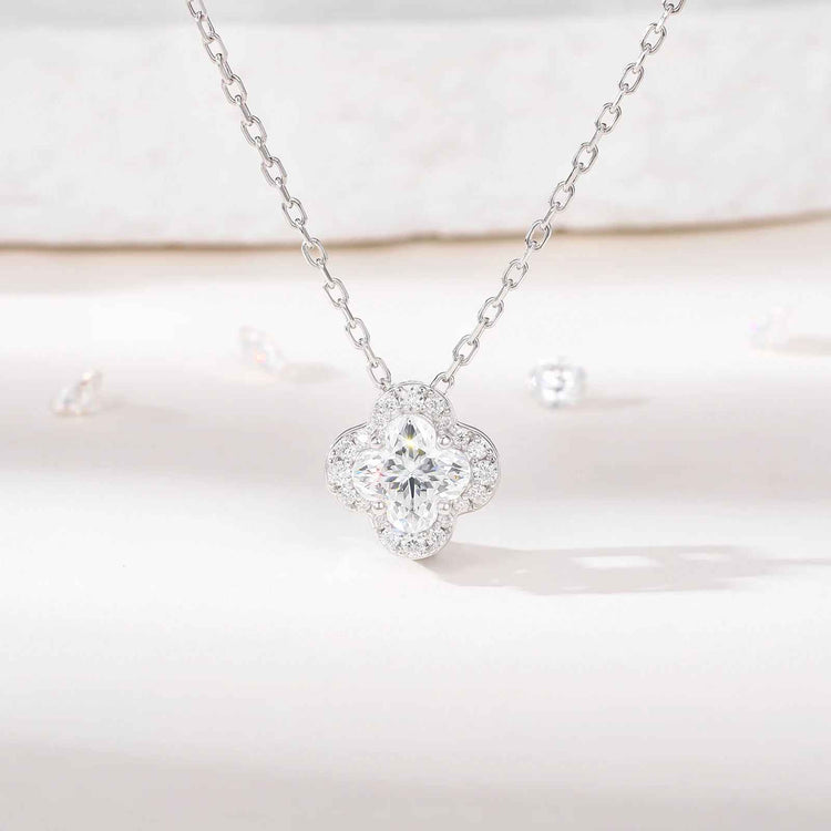 Fleur de Lumière D Color Moissanite Necklace (VVS1) | Silver Fox Sales
