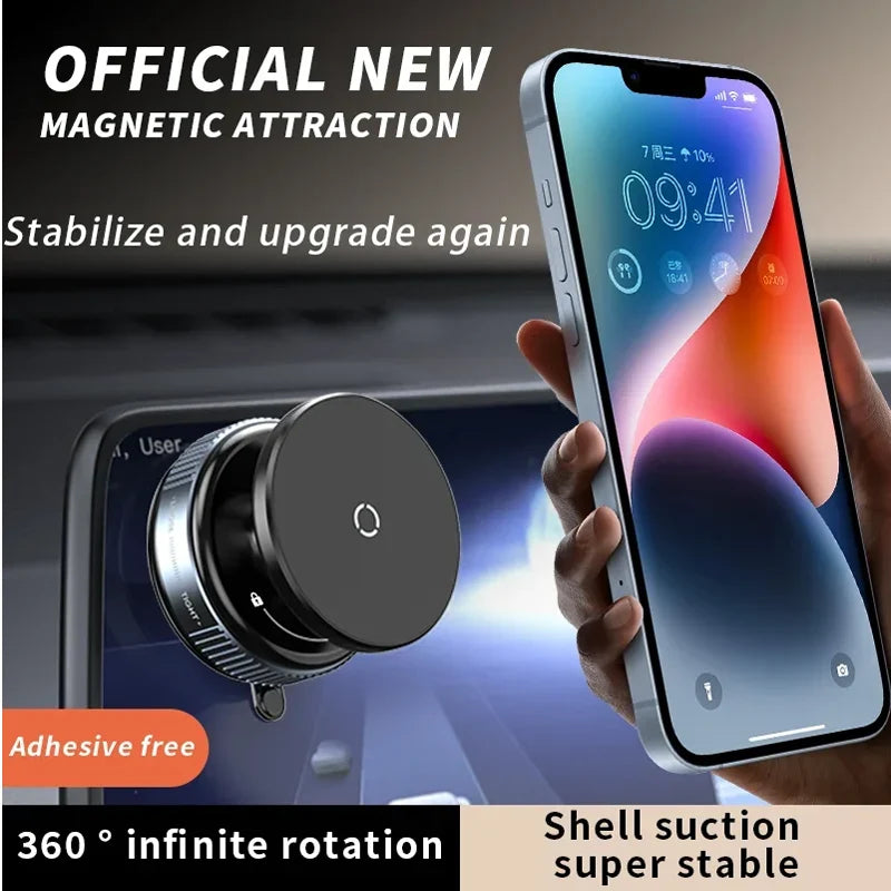 360° Magnetic Car Phone Holder with Vacuum Suction Mount