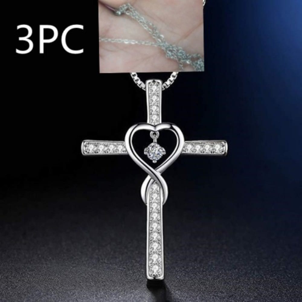 Infinity Love God We Trust Christian Cross Birthstone Crystal Pendant Necklace Colour Gems Zircon Heart | Silver Fox Sales