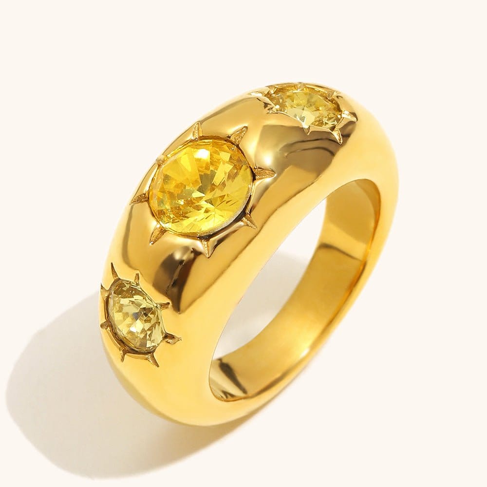 Womens Stainless Steel Ring In Gold-champagne Color | Silver Fox Sales