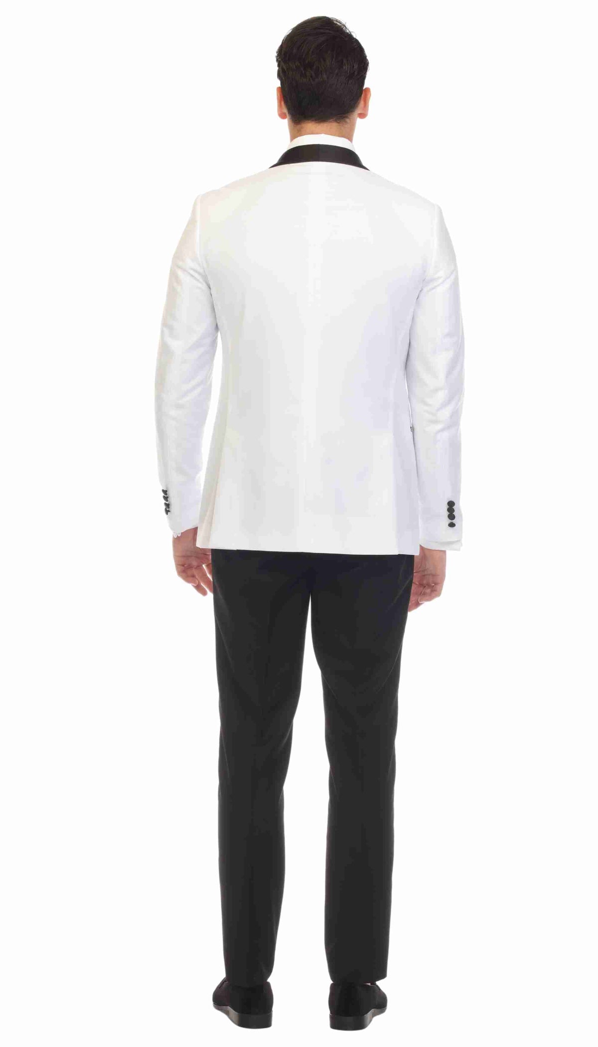 Men's White & Black Shawl Lapel Tuxedo – Slim Fit 2 Piece Suit | Ferrecci Reno