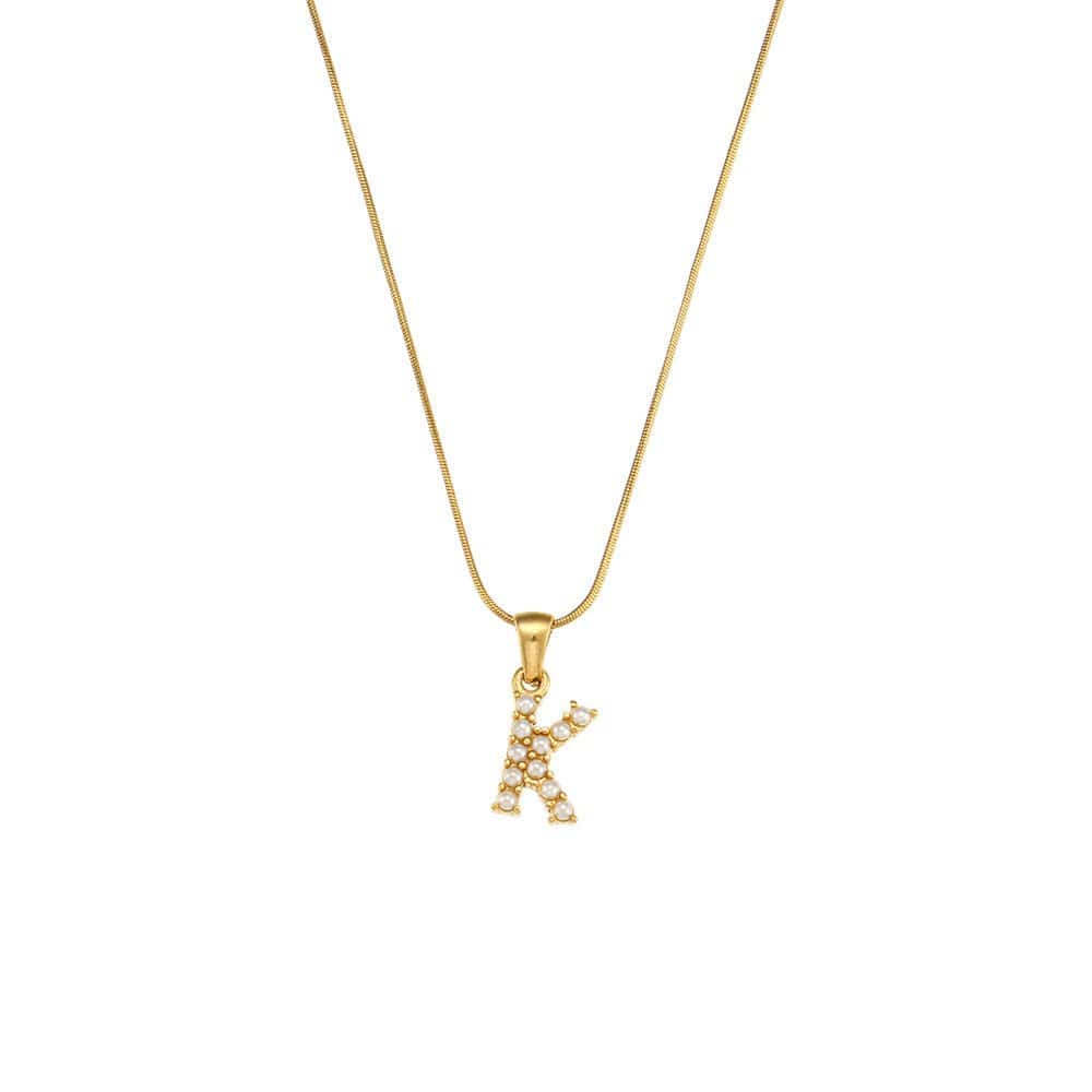 18K Gold-Plated Letter Initial Necklace – Stainless Steel Snake Chain | Silver Fox Sales