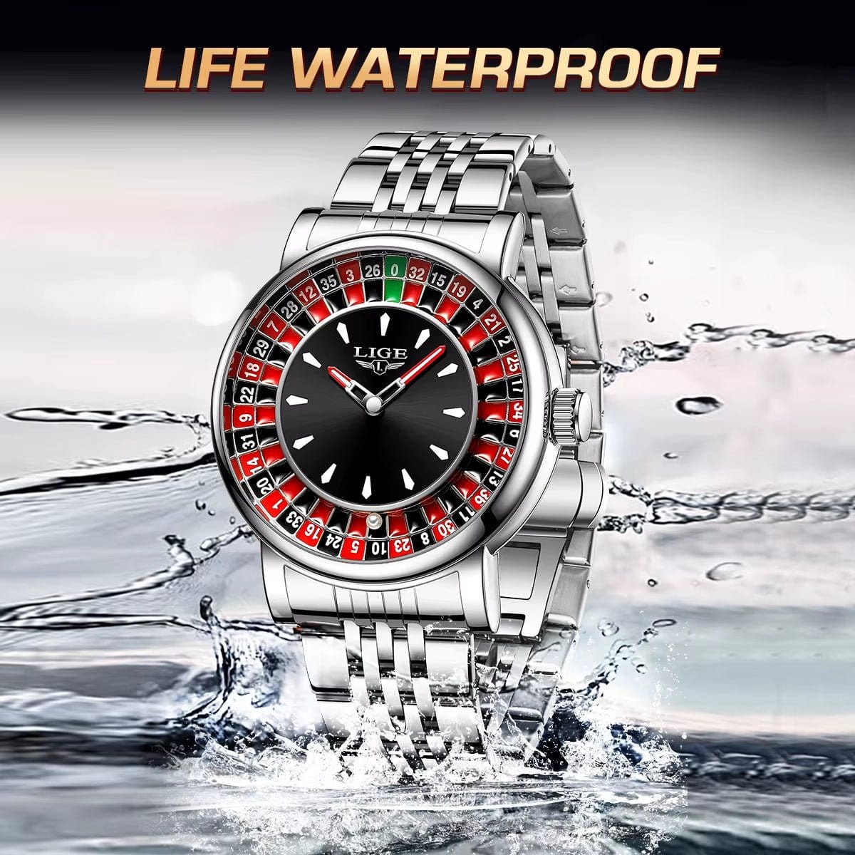 Fashion Men Watch Rotating Dial Las Vegas Roulette Desktop Theme Watch Men Waterproof Luminous Clock Watches Creative Clock
