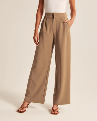 Women's high-waist wide-leg trousers with pockets