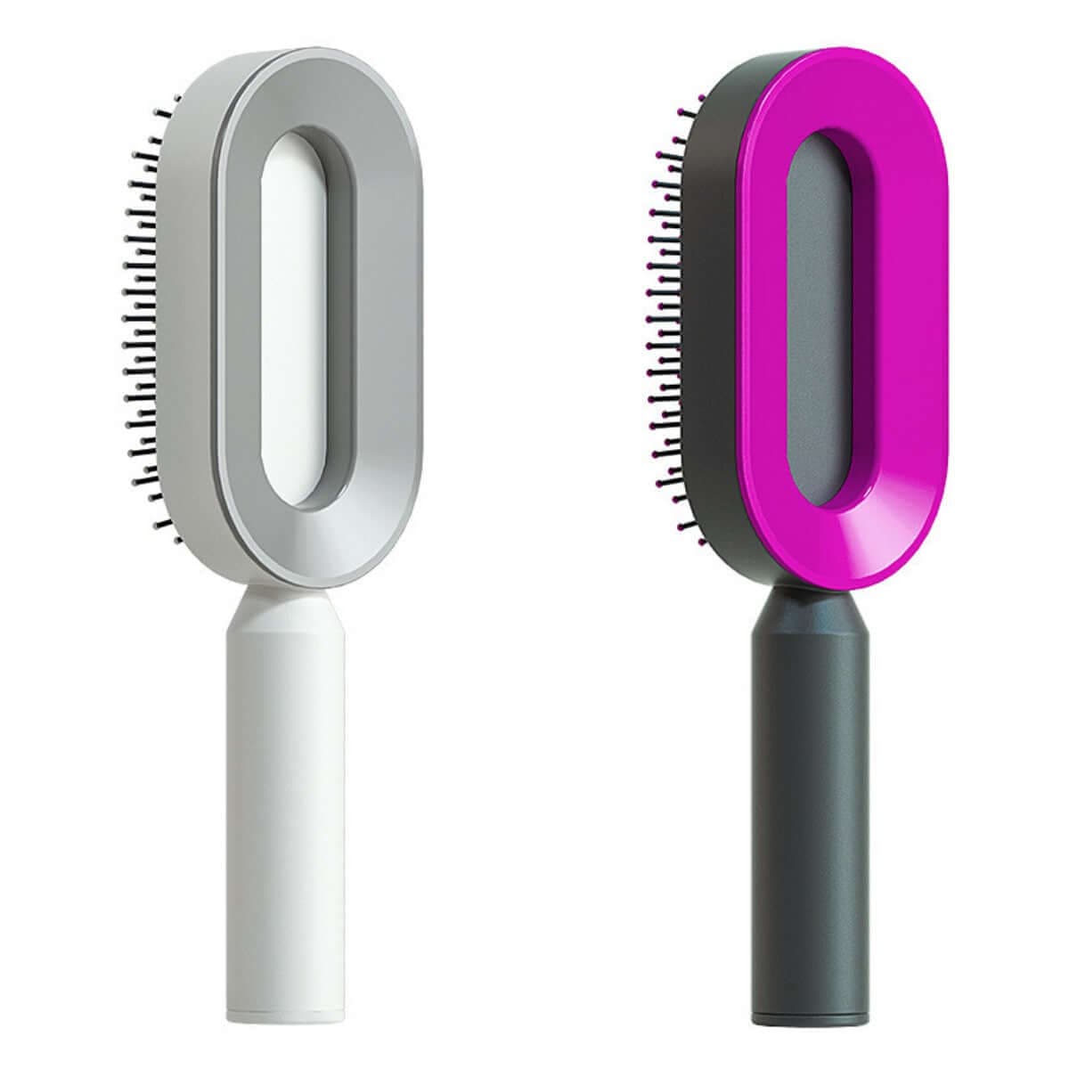 Self Cleaning Hair Brush For Women One-key Cleaning Hair Loss Airbag Massage Scalp Comb Anti-Static | Silver Fox Sales