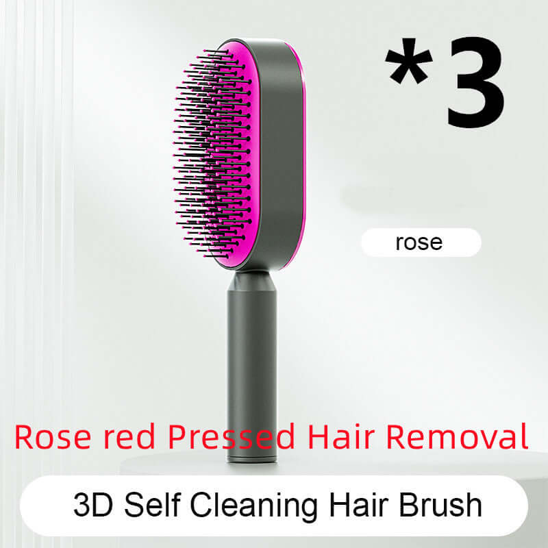 Self Cleaning Hair Brush For Women One-key Cleaning Hair Loss Airbag Massage Scalp Comb Anti-Static | Silver Fox Sales