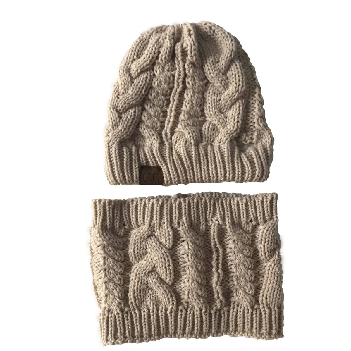 Women's Knit Ponytail Hat & Scarf Set | Silver Fox Sales