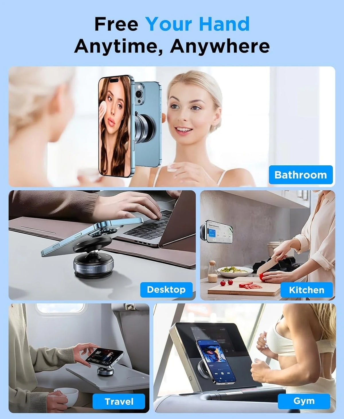 360° Magnetic Car Phone Holder with Vacuum Suction Mount