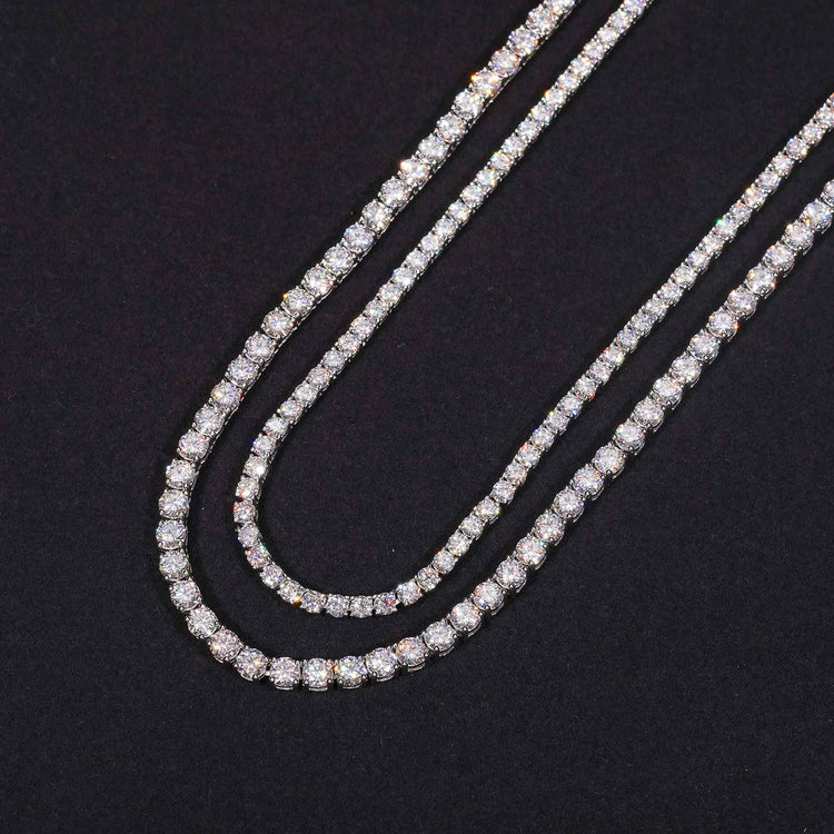 GC Éclat Tennis Necklace | 925 Silver VVS Moissanite Chain 4mm / 6mm | Silver Fox Sales