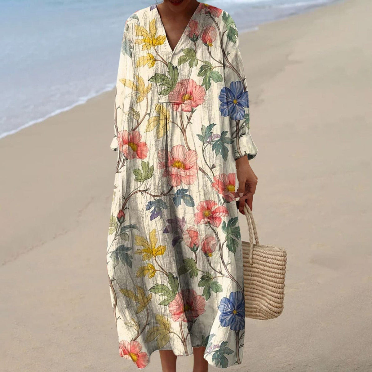 Women's Floral Long Sleeve Maxi Dress | Silver Fox Sales