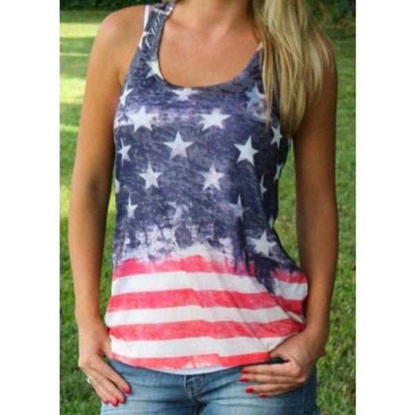 American Flag Print Sleeveless T-shirt | Silver Fox Sales