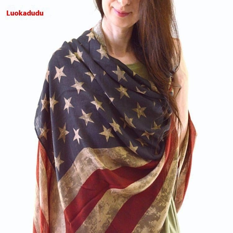 American Flag Printed Scarf Sunscreen Shawl | Silver Fox Sales