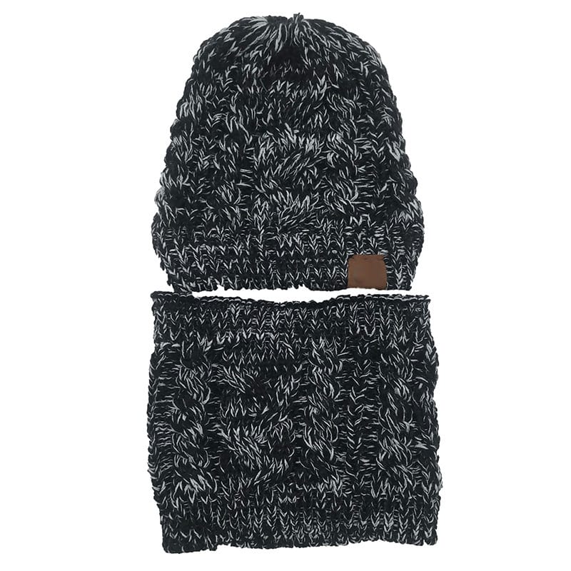 Women's Knit Ponytail Hat & Scarf Set | Silver Fox Sales