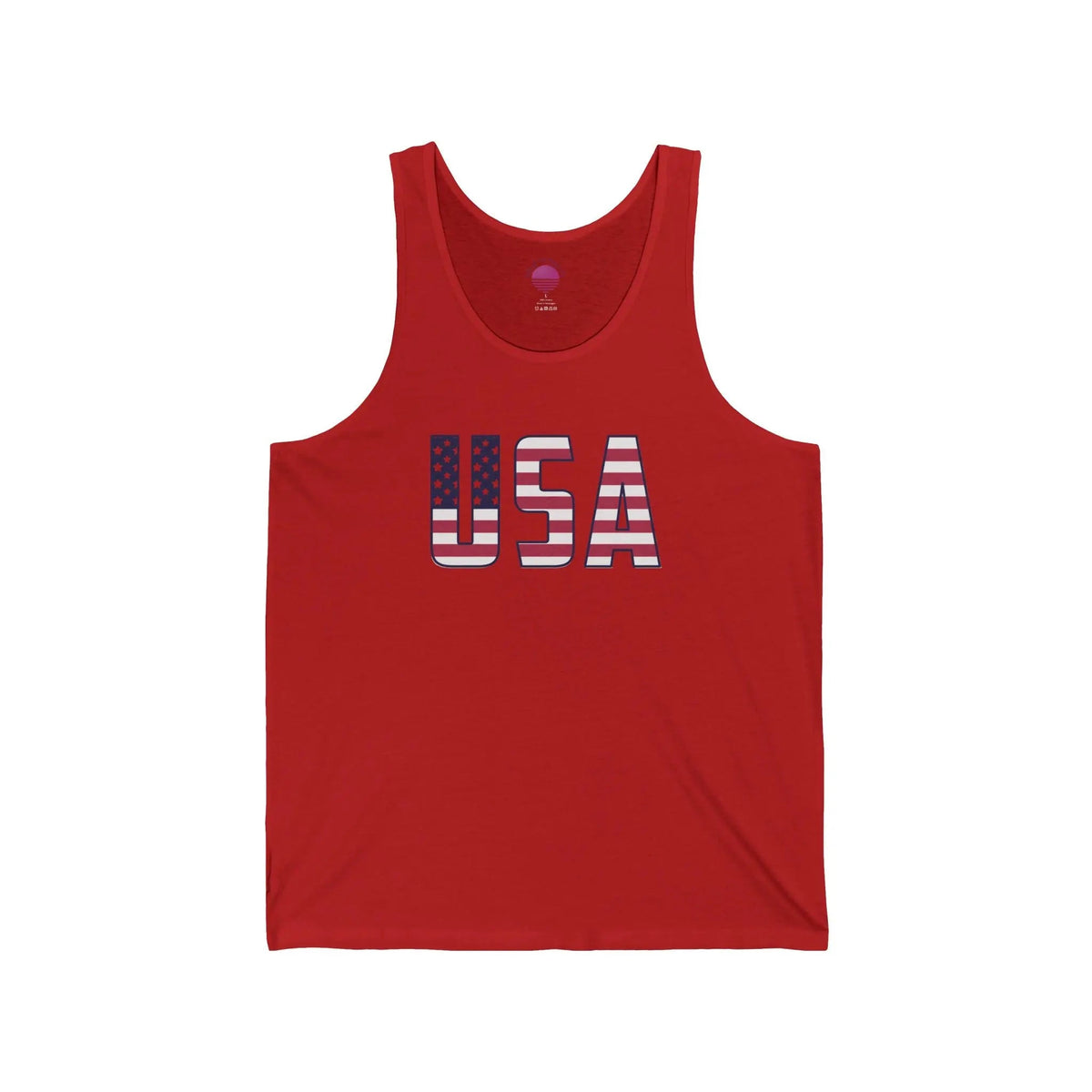 USA flag tank top in Red, unisex patriotic sleeveless shirt
