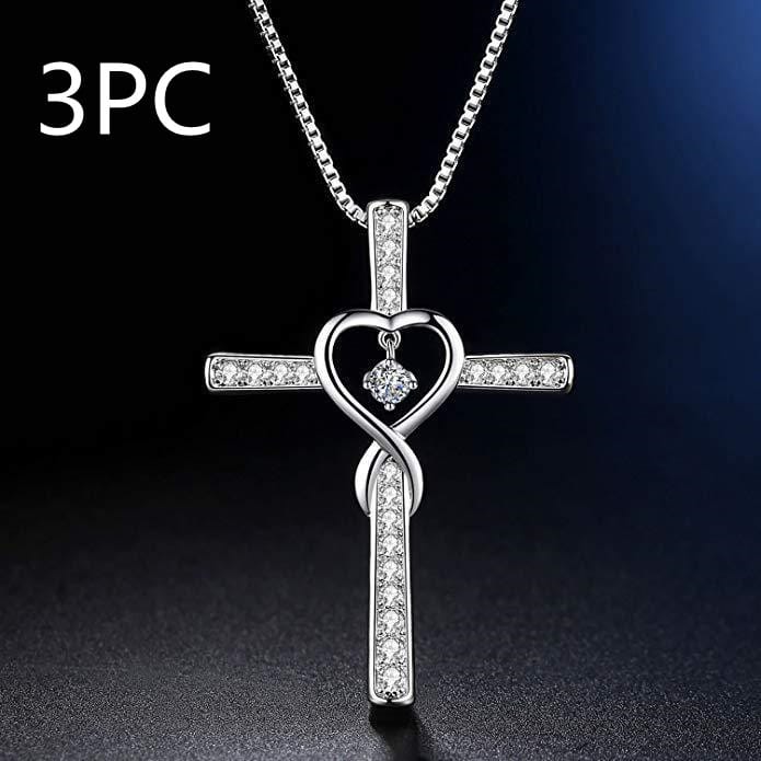 Infinity Love God We Trust Christian Cross Birthstone Crystal Pendant Necklace Colour Gems Zircon Heart | Silver Fox Sales