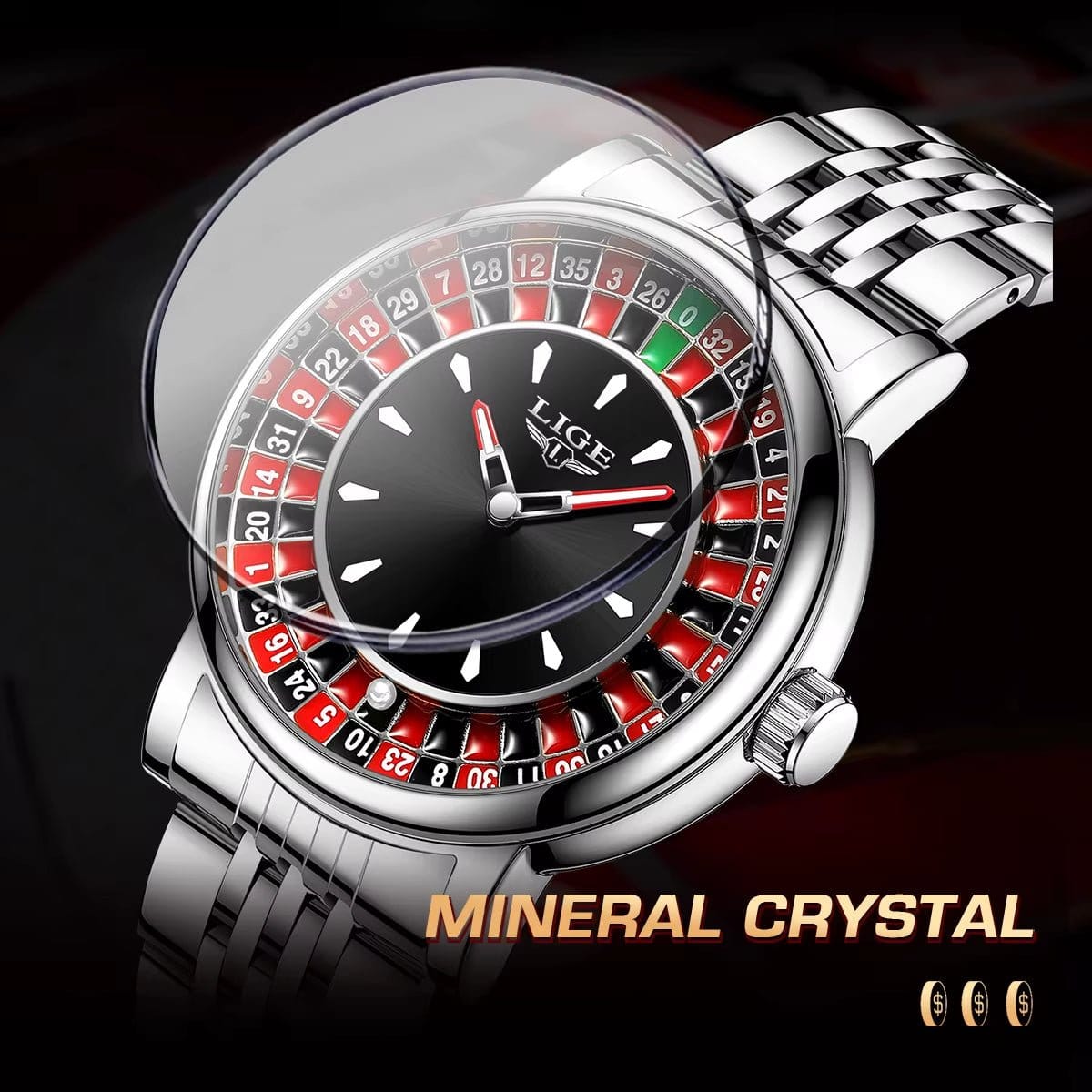 Fashion Men Watch Rotating Dial Las Vegas Roulette Desktop Theme Watch Men Waterproof Luminous Clock Watches Creative Clock