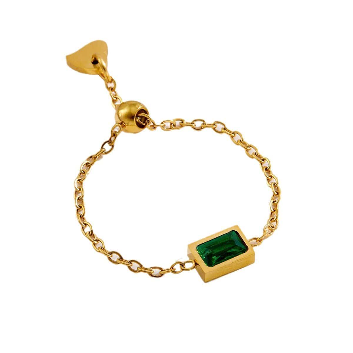 Elegant Green Square-Cut Statement Ring | Silver Fox Sales