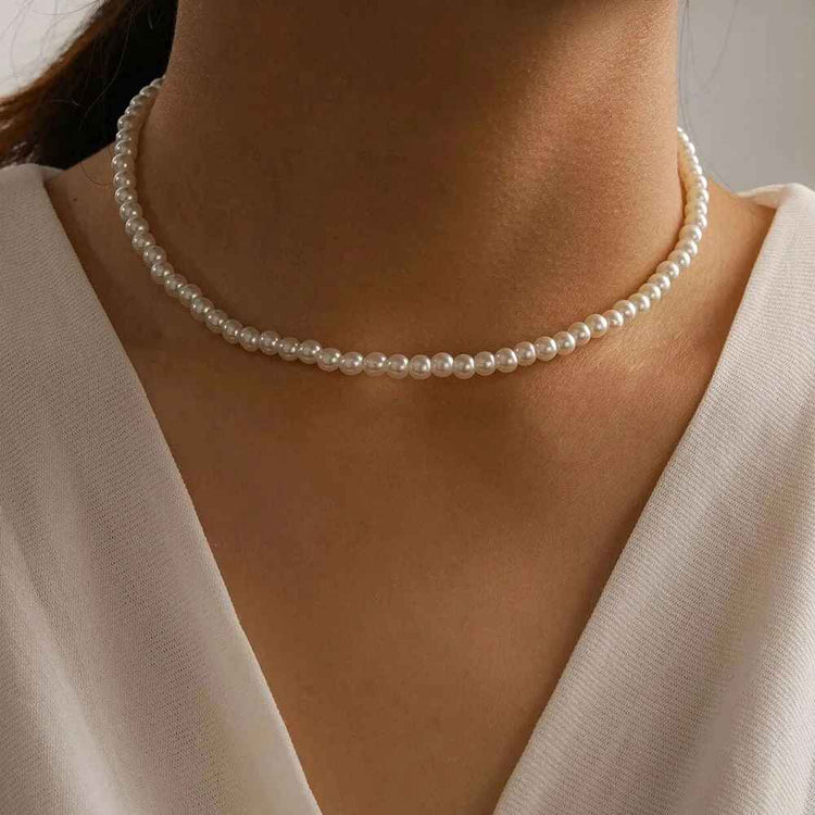 Perle Élégante Classic Pearl Choker Necklace | Silver Fox Sales