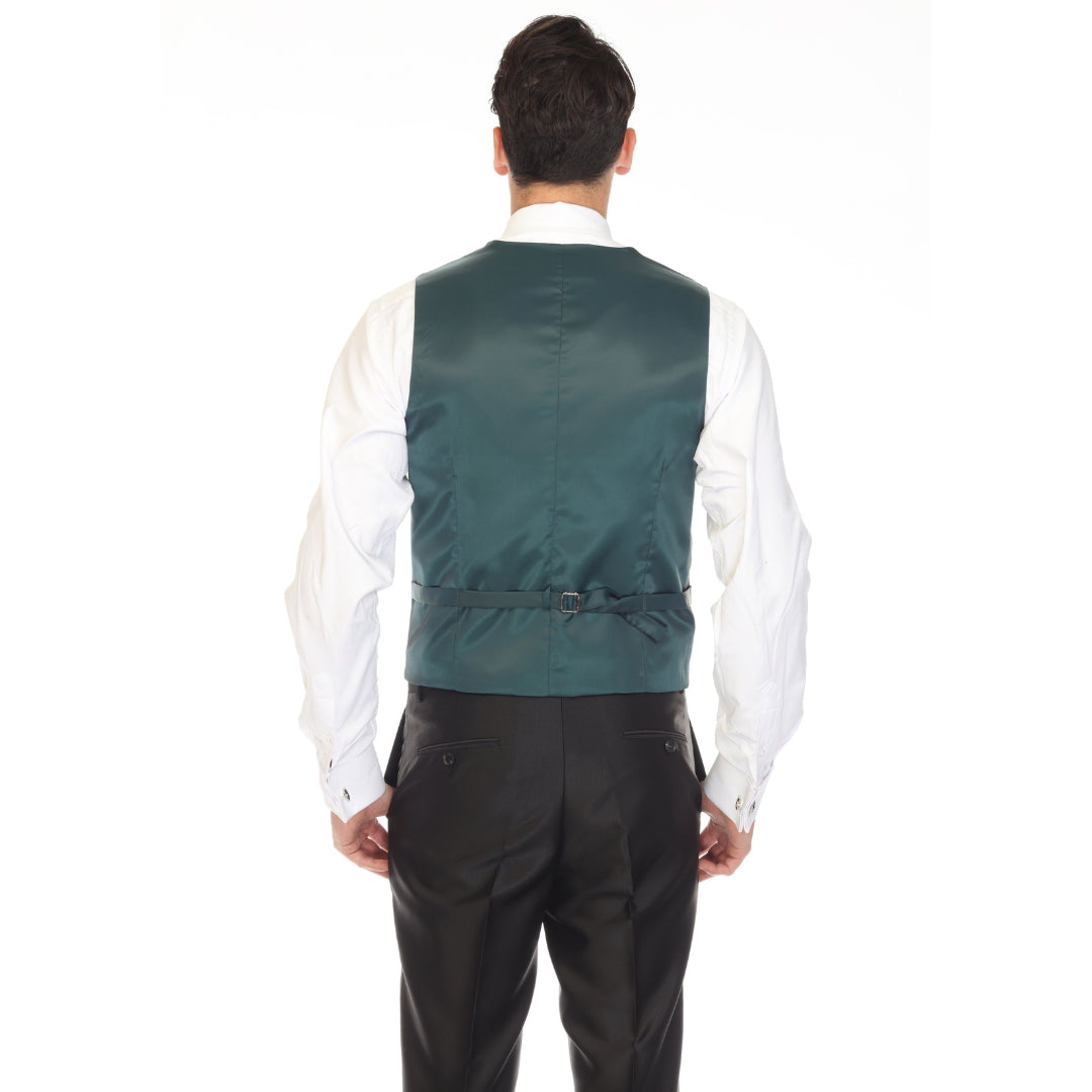 Hunter Green double breasted vest set worn with dress shirt – view 2
