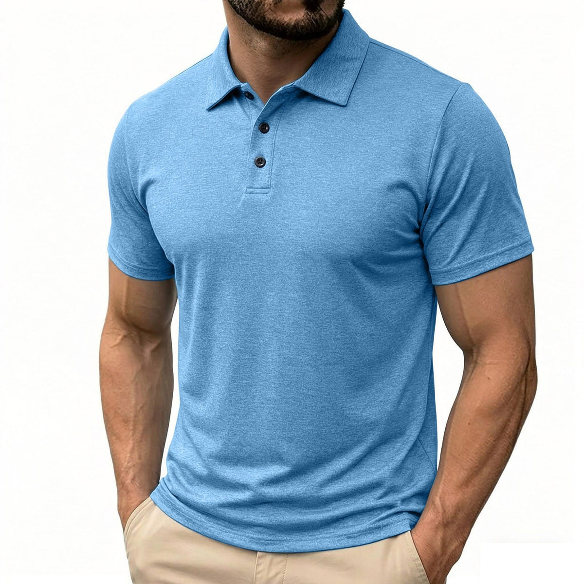 Mens Casual Solid-Color Button-Down Short-Sleeve Shirt | Silver Fox Sales