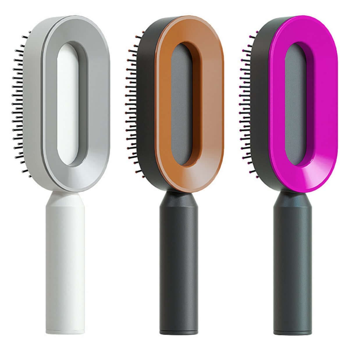 Self Cleaning Hair Brush For Women One-key Cleaning Hair Loss Airbag Massage Scalp Comb Anti-Static | Silver Fox Sales