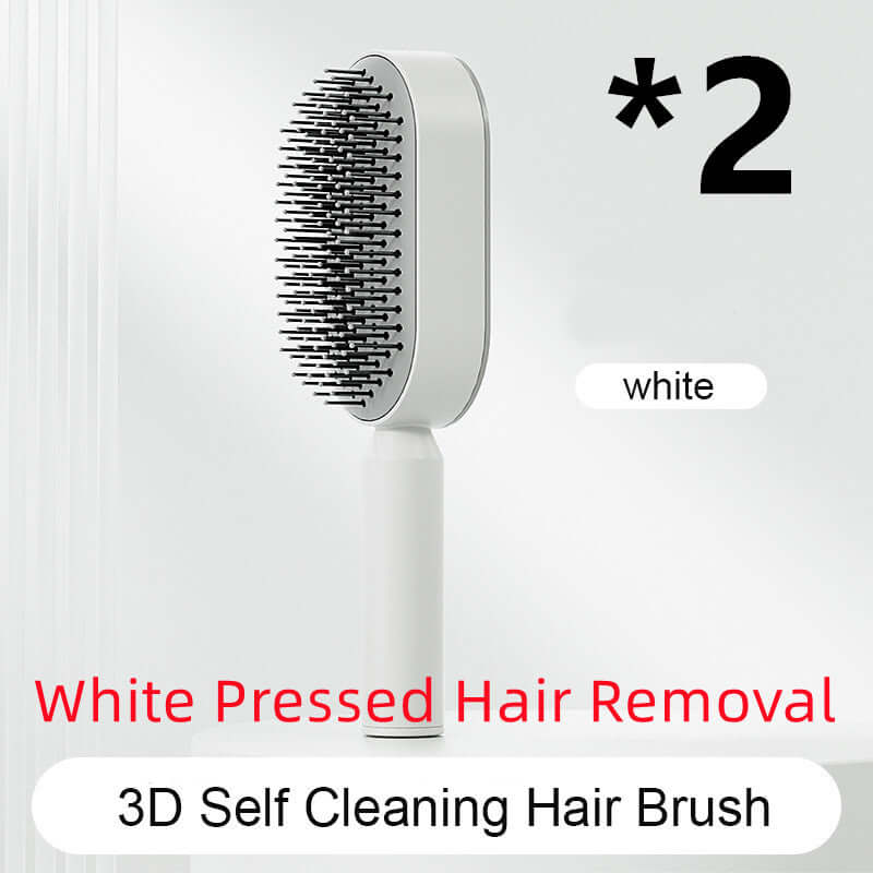 Self Cleaning Hair Brush For Women One-key Cleaning Hair Loss Airbag Massage Scalp Comb Anti-Static | Silver Fox Sales