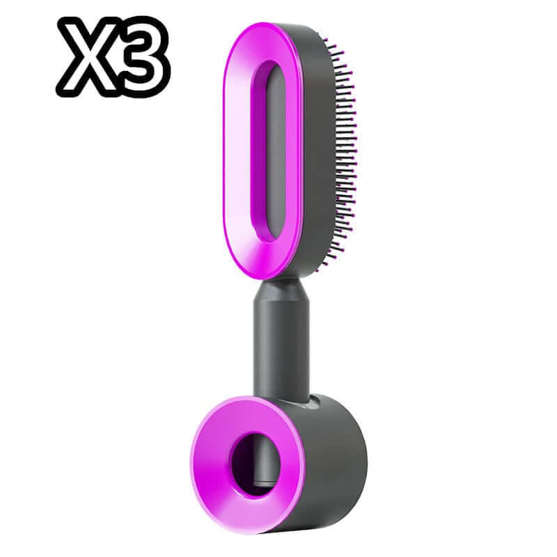 Self Cleaning Hair Brush For Women One-key Cleaning Hair Loss Airbag Massage Scalp Comb Anti-Static | Silver Fox Sales