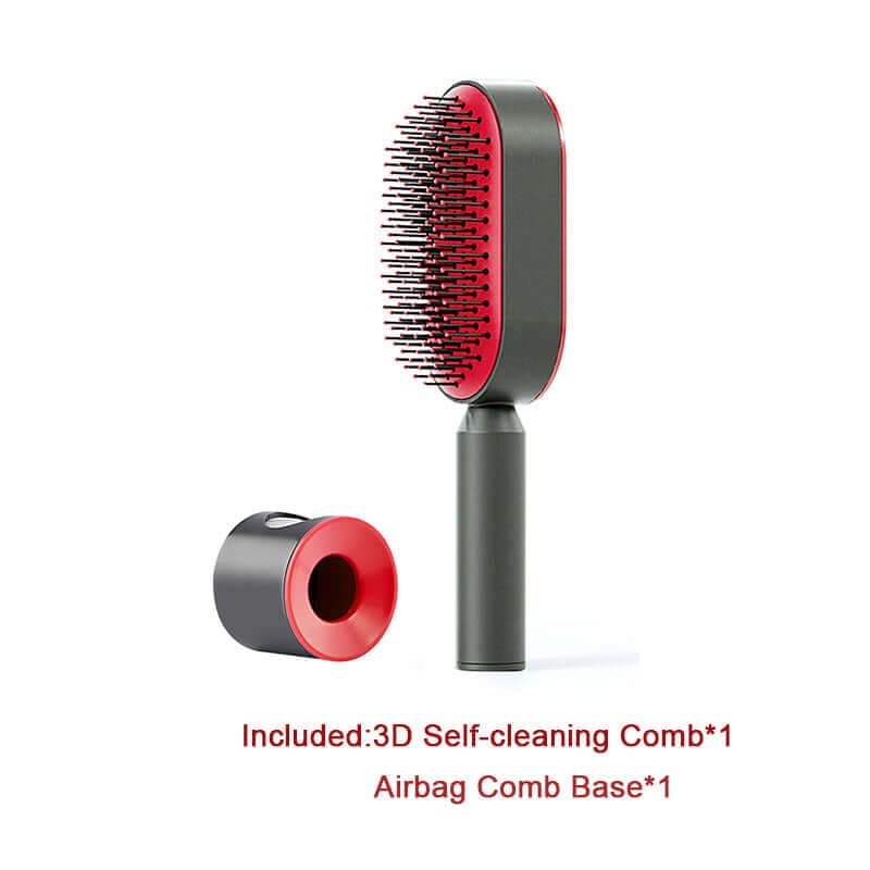 Self Cleaning Hair Brush For Women One-key Cleaning Hair Loss Airbag Massage Scalp Comb Anti-Static | Silver Fox Sales