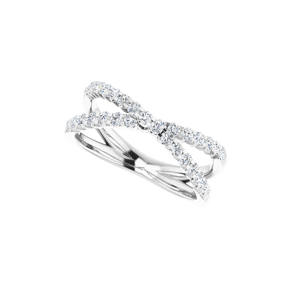 Valérie 14K Gold Diamond Criss-Cross Ring | Silver Fox Sales