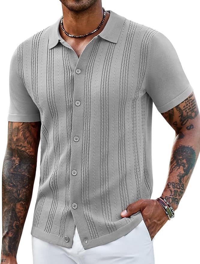 Fashionable Striped Hollow-Out Knitted Sweater For Men | Silver Fox Sales