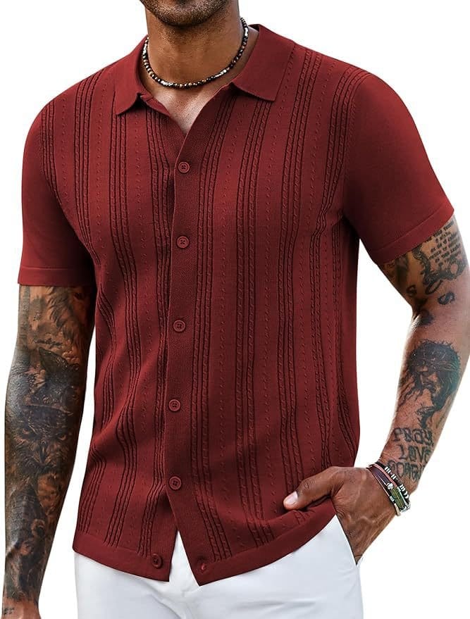 Fashionable Striped Hollow-Out Knitted Sweater For Men | Silver Fox Sales