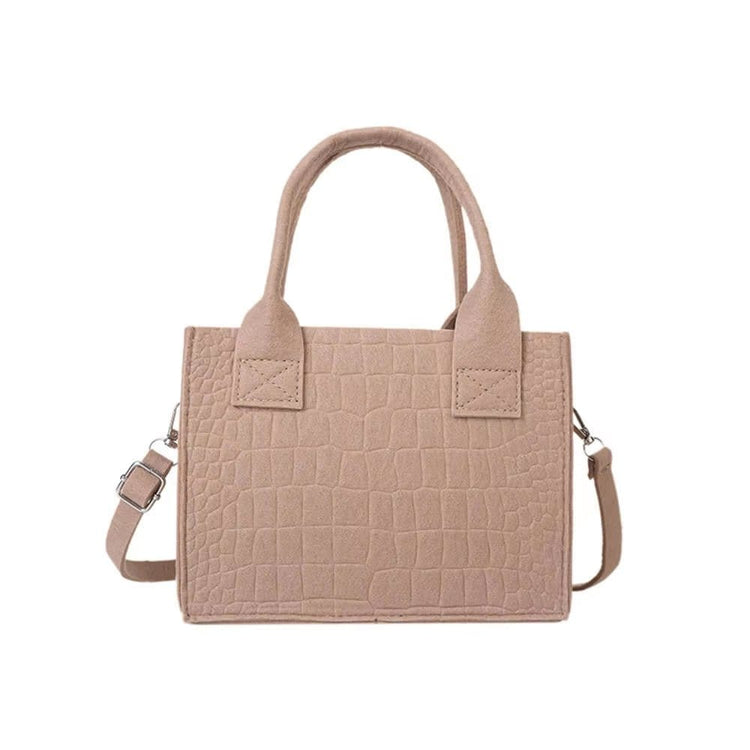 2023 New Pu leather women crossbody bags in beige with textured finish and detachable strap.