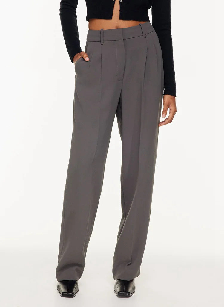 Women's high-waist wide-leg trousers with pockets - view 8