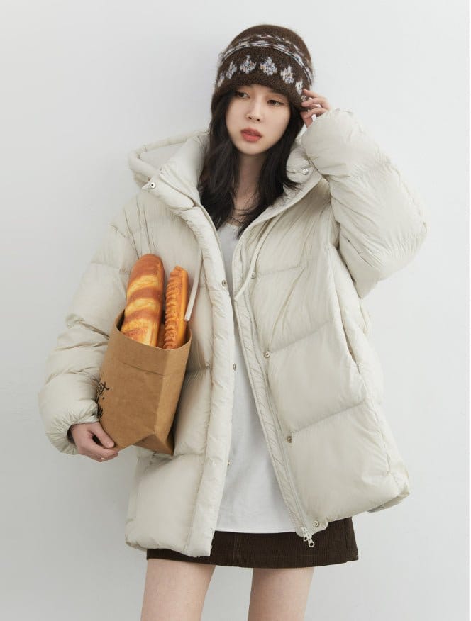 Women's Hooded 90% Duck Down Puffer Coat | Silver Fox Sales
