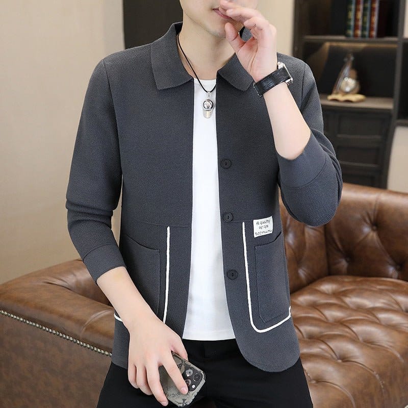 Men's Casual Knitted Slim-Fit Sweater Coat | Silver Fox Sales