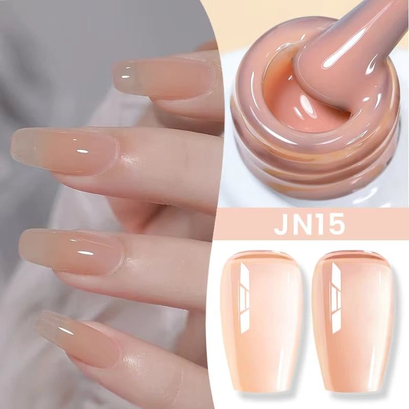 Jelly Nude Gel Nail Polish 10Ml Light Pink Peach Translucent Color UV Light Cure Gel Varnish Nail Art DIY at Home