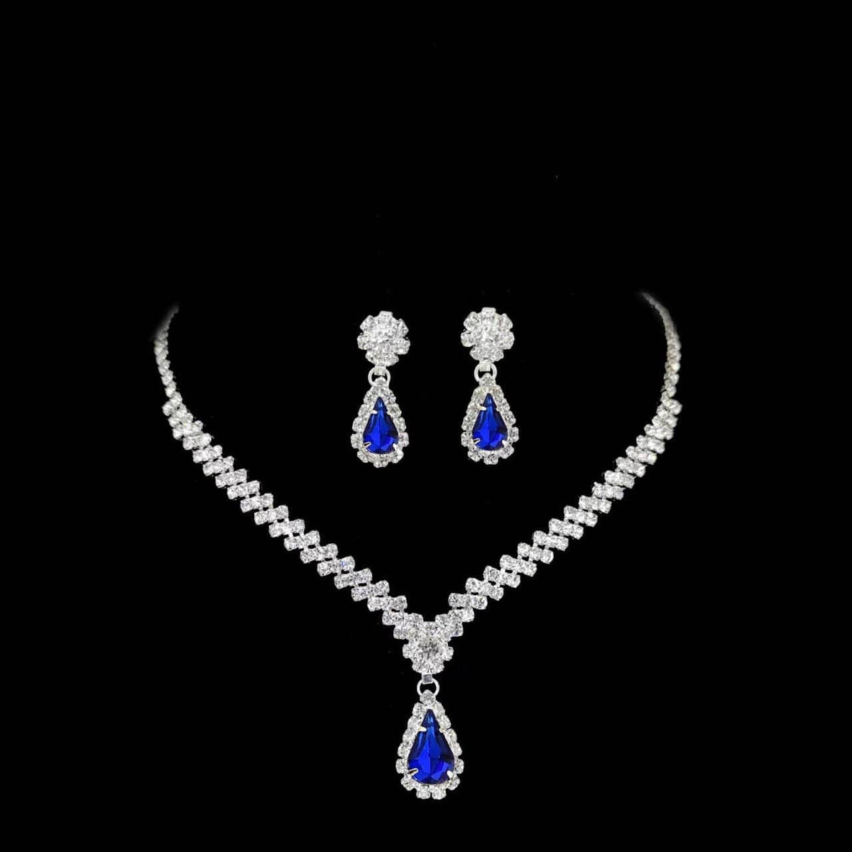 Rhinestone Necklace And Earring Set Of Two Pieces | Silver Fox Sales