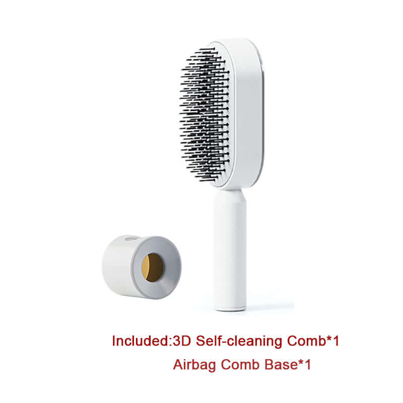 Self Cleaning Hair Brush For Women One-key Cleaning Hair Loss Airbag Massage Scalp Comb Anti-Static | Silver Fox Sales