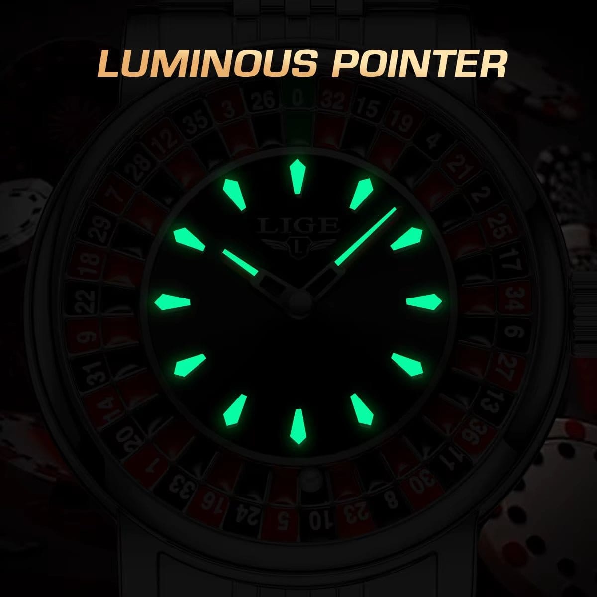 Fashion Men Watch Rotating Dial Las Vegas Roulette Desktop Theme Watch Men Waterproof Luminous Clock Watches Creative Clock