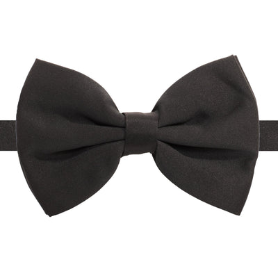 Men's Black Satin Bow Tie – Adjustable 14"–18" for Tuxedos & Weddings
