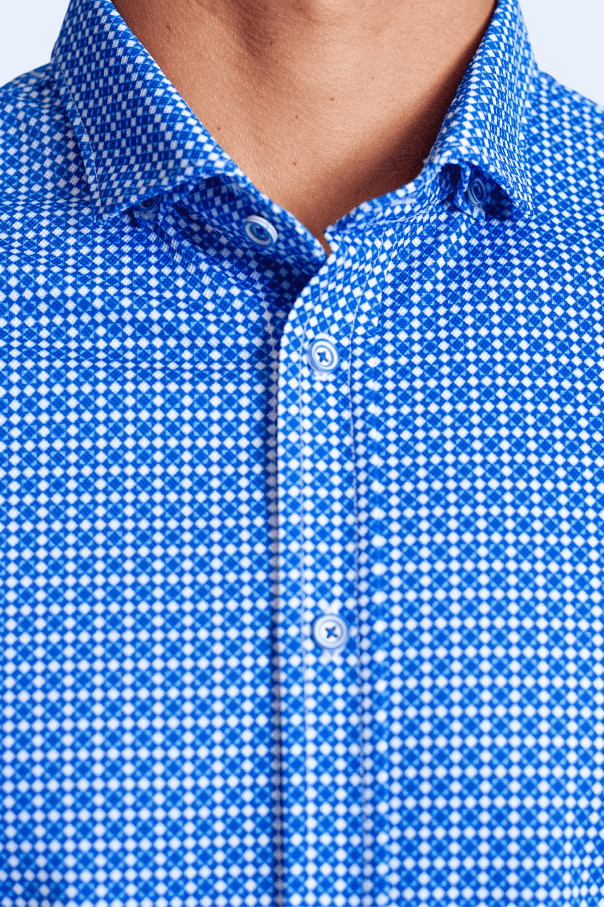 Swiss Check Long Sleeve Tech Shirt - Blue | Silver Fox Sales